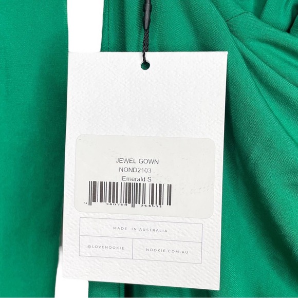 Nookie NWT Emerald Green Long Sleeve Cutout Jewel Gown - Small - Picture 8 of 11